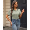 J.VER Womens Button Down Shirt Stretch Short Sleeve Dress Shirt Work Blouse(Sage Green)