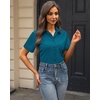 J.VER Womens Button Down Shirt Stretch Short Sleeve Dress Shirt Work Blouse(Teal Blue)