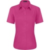 J.VER Womens Button Down Shirt Stretch Short Sleeve Dress Shirt Work Blouse(Rose Red)