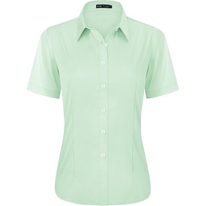 J.VER Womens Button Down Shirt Stretch Short Sleeve Dress Shirt Work Blouse(Light Green)