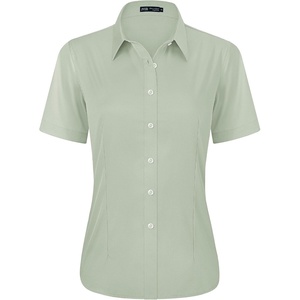 J.VER Womens Button Down Shirt Stretch Short Sleeve Dress Shirt Work Blouse(Sage Green)