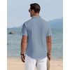 J.VER Mens Linen Shirt Short Sleeve Button Down Casual Summer Shirts(Airy Blue)