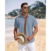 J.VER Mens Linen Shirt Short Sleeve Button Down Casual Summer Shirts(Airy Blue)