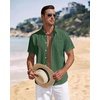 J.VER Mens Linen Shirt Short Sleeve Button Down Casual Summer Shirts(Army Green)