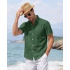 J.VER Mens Linen Shirt Short Sleeve Button Down Casual Summer Shirts(Army Green)