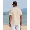 J.VER Mens Linen Shirt Short Sleeve Button Down Casual Summer Shirts(Beige)
