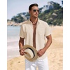 J.VER Mens Linen Shirt Short Sleeve Button Down Casual Summer Shirts(Beige)
