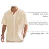 J.VER Mens Linen Shirt Short Sleeve Button Down Casual Summer Shirts(Beige)