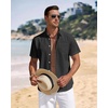 J.VER Mens Linen Shirt Short Sleeve Button Down Casual Summer Shirts(Black)