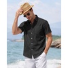 J.VER Mens Linen Shirt Short Sleeve Button Down Casual Summer Shirts(Black)