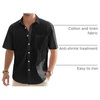 J.VER Mens Linen Shirt Short Sleeve Button Down Casual Summer Shirts(Black)