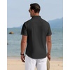 J.VER Mens Linen Shirt Short Sleeve Button Down Casual Summer Shirts(Black)