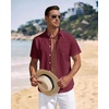 J.VER Mens Linen Shirt Short Sleeve Button Down Casual Summer Shirts(Burgundy)