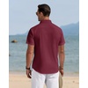 J.VER Mens Linen Shirt Short Sleeve Button Down Casual Summer Shirts(Burgundy)
