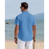 J.VER Mens Linen Shirt Short Sleeve Button Down Casual Summer Shirts(Cobalt Blue)