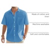 J.VER Mens Linen Shirt Short Sleeve Button Down Casual Summer Shirts(Cobalt Blue)