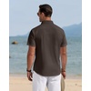 J.VER Mens Linen Shirt Short Sleeve Button Down Casual Summer Shirts(Coffee)