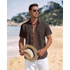 J.VER Mens Linen Shirt Short Sleeve Button Down Casual Summer Shirts(Coffee)