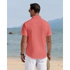 J.VER Mens Linen Shirt Short Sleeve Button Down Casual Summer Shirts(Coral)