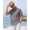 J.VER Mens Linen Shirt Short Sleeve Button Down Casual Summer Shirts(Dark Grey)