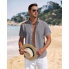 J.VER Mens Linen Shirt Short Sleeve Button Down Casual Summer Shirts(Dark Grey)