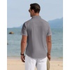 J.VER Mens Linen Shirt Short Sleeve Button Down Casual Summer Shirts(Dark Grey)