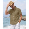 J.VER Mens Linen Shirt Short Sleeve Button Down Casual Summer Shirts(Dark Khaki)