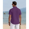 J.VER Mens Linen Shirt Short Sleeve Button Down Casual Summer Shirts(Dark Purple)