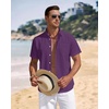 J.VER Mens Linen Shirt Short Sleeve Button Down Casual Summer Shirts(Dark Purple)