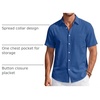 J.VER Mens Linen Shirt Short Sleeve Button Down Casual Summer Shirts(Denim Blue)