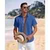 J.VER Mens Linen Shirt Short Sleeve Button Down Casual Summer Shirts(Denim Blue)