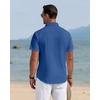 J.VER Mens Linen Shirt Short Sleeve Button Down Casual Summer Shirts(Denim Blue)