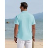J.VER Mens Linen Shirt Short Sleeve Button Down Casual Summer Shirts(Fluorescent Blue)