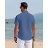 J.VER Mens Linen Shirt Short Sleeve Button Down Casual Summer Shirts(Grey Blue)