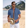 J.VER Mens Linen Shirt Short Sleeve Button Down Casual Summer Shirts(Grey Blue)