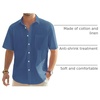 J.VER Mens Linen Shirt Short Sleeve Button Down Casual Summer Shirts(Grey Blue)