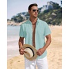 J.VER Mens Linen Shirt Short Sleeve Button Down Casual Summer Shirts(Grey Green)