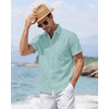 J.VER Mens Linen Shirt Short Sleeve Button Down Casual Summer Shirts(Grey Green)