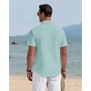 J.VER Mens Linen Shirt Short Sleeve Button Down Casual Summer Shirts(Grey Green)