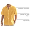 J.VER Mens Linen Shirt Short Sleeve Button Down Casual Summer Shirts(Lemon Yellow)