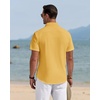 J.VER Mens Linen Shirt Short Sleeve Button Down Casual Summer Shirts(Lemon Yellow)