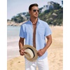 J.VER Mens Linen Shirt Short Sleeve Button Down Casual Summer Shirts(Light Blue)