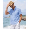 J.VER Mens Linen Shirt Short Sleeve Button Down Casual Summer Shirts(Light Blue)