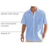 J.VER Mens Linen Shirt Short Sleeve Button Down Casual Summer Shirts(Light Blue)