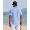 J.VER Mens Linen Shirt Short Sleeve Button Down Casual Summer Shirts(Light Blue)