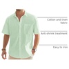 J.VER Mens Linen Shirt Short Sleeve Button Down Casual Summer Shirts(Light Green)