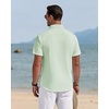 J.VER Mens Linen Shirt Short Sleeve Button Down Casual Summer Shirts(Light Green)