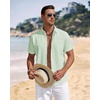 J.VER Mens Linen Shirt Short Sleeve Button Down Casual Summer Shirts(Light Green)