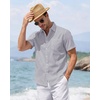 J.VER Mens Linen Shirt Short Sleeve Button Down Casual Summer Shirts(Light Grey)