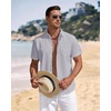 J.VER Mens Linen Shirt Short Sleeve Button Down Casual Summer Shirts(Light Grey)